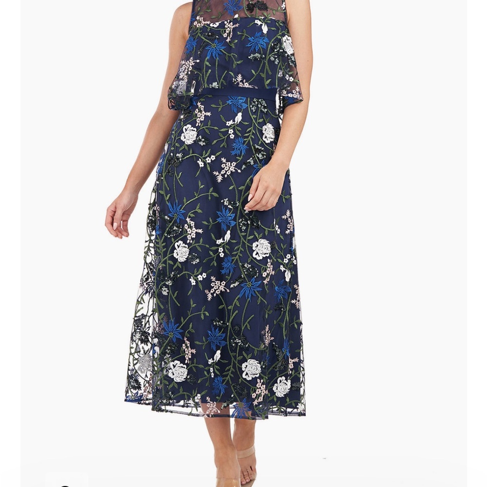 JS Collections Navy Floral Midi Dress